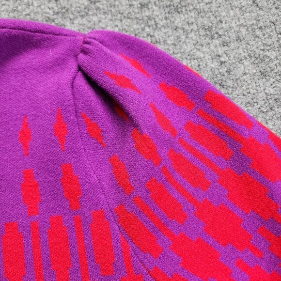 Ann Taylor Fair Isle Turtleneck Sweater Womens Large Purple Red Balloon Sleeve - Picture 4 of 13
